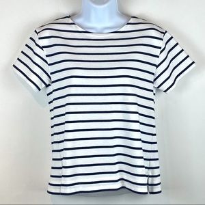 Vineyard Vines Short Sleeve White and Navy stripes Cotton Boatneck Top XXS